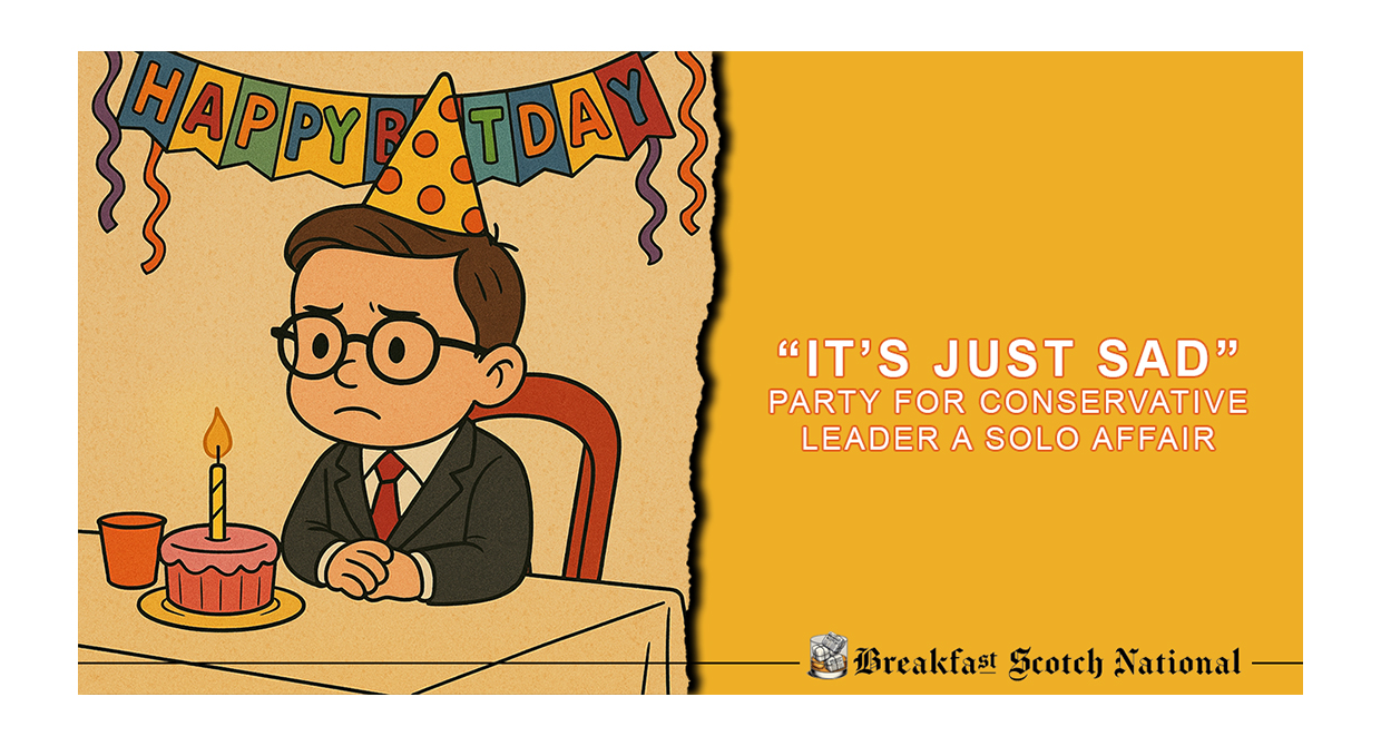 Sad; Party for Conservative Leader a Solo Affair