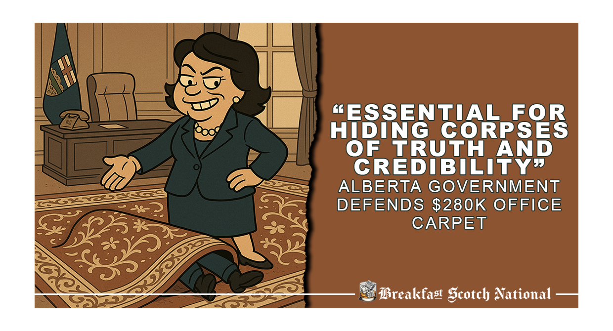 “Essential for Hiding Corpses of Truth and Credibility” Alberta Government Defends $280K Office Carpet