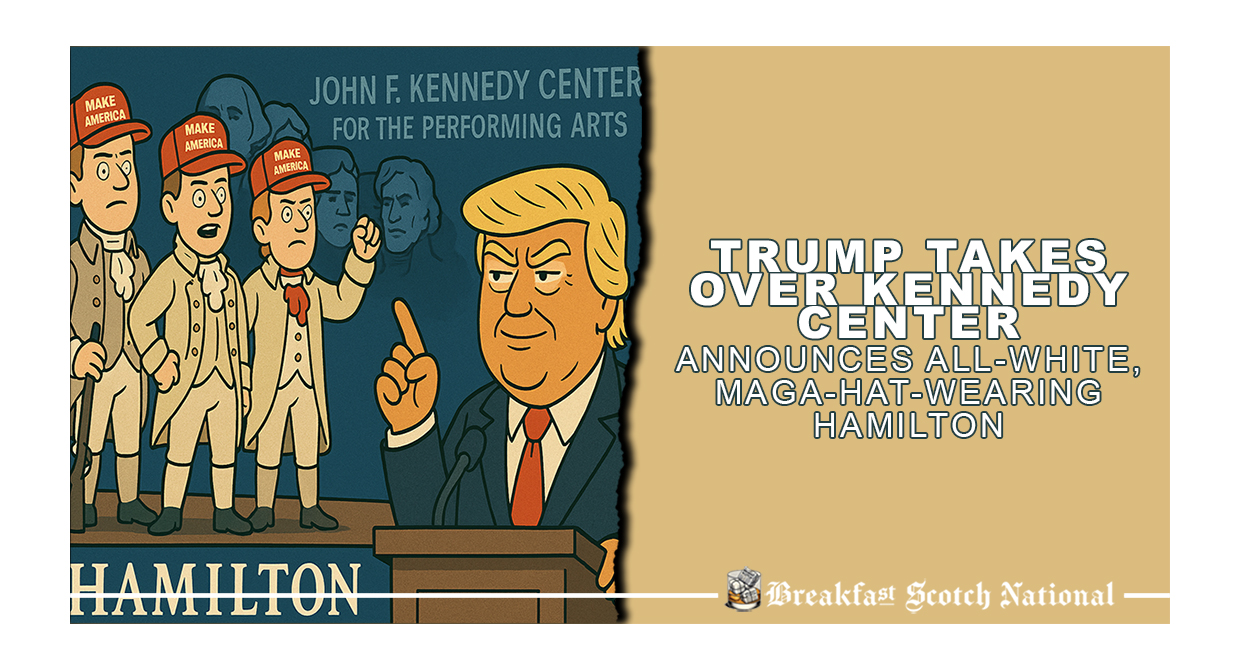 Trump Takes Over Kennedy Center, Announces All-White, MAGA-Hat-Wearing Hamilton