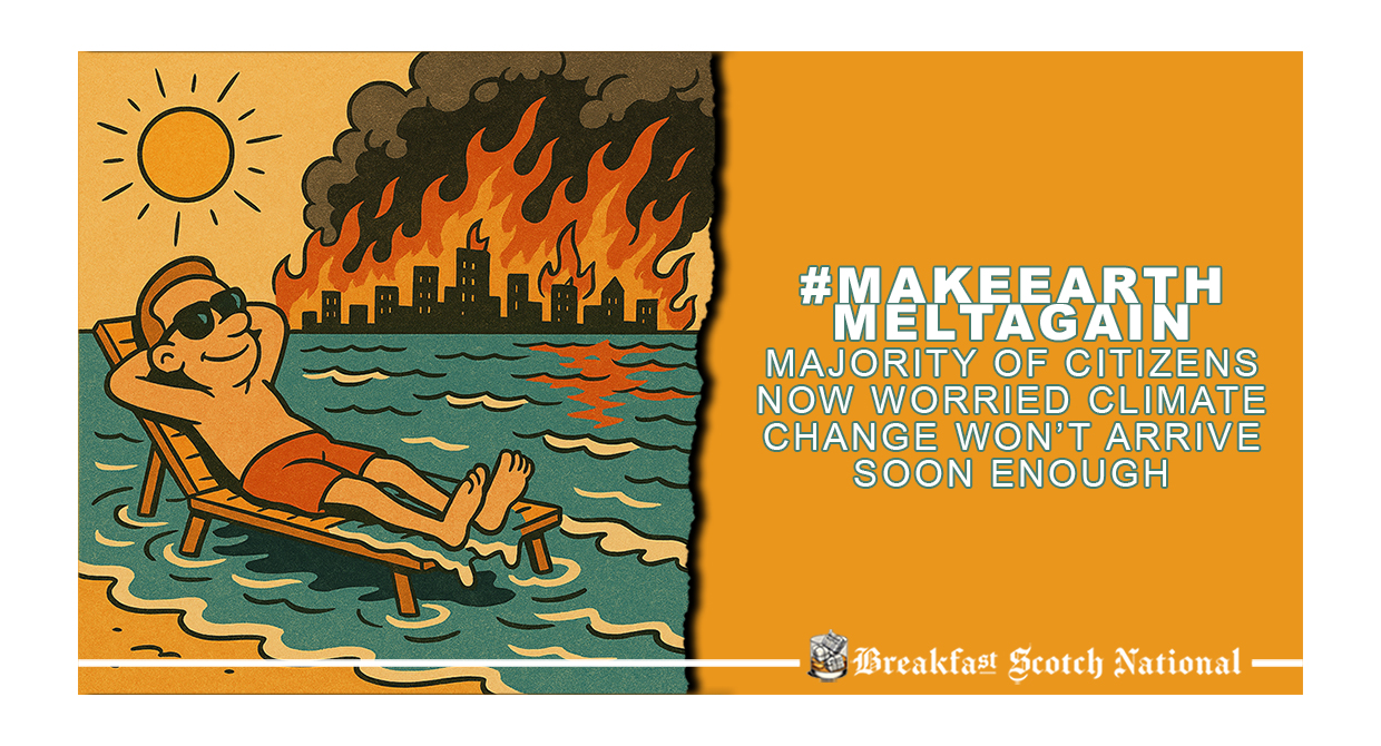 #MakeEarthMeltAgain Majority of Citizens Now Worried Climate Change Won’t Arrive Soon Enough