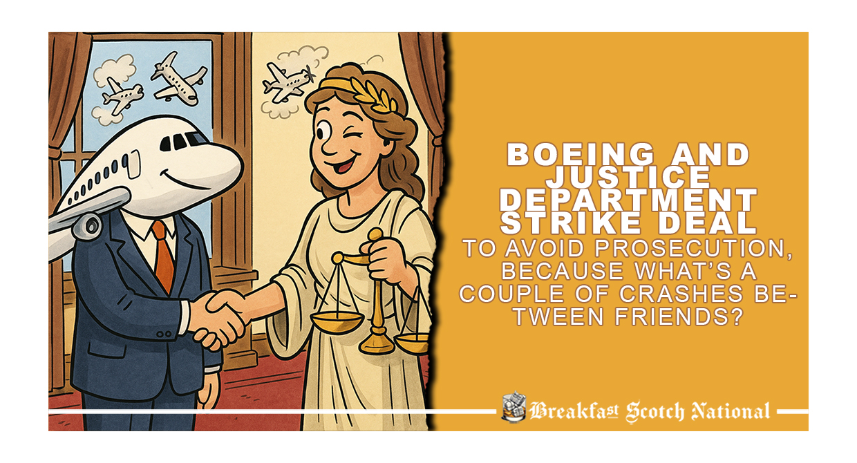 Boeing and Justice Department Strike Deal to Avoid Prosecution, Because What’s a Couple of Crashes Between Friends?