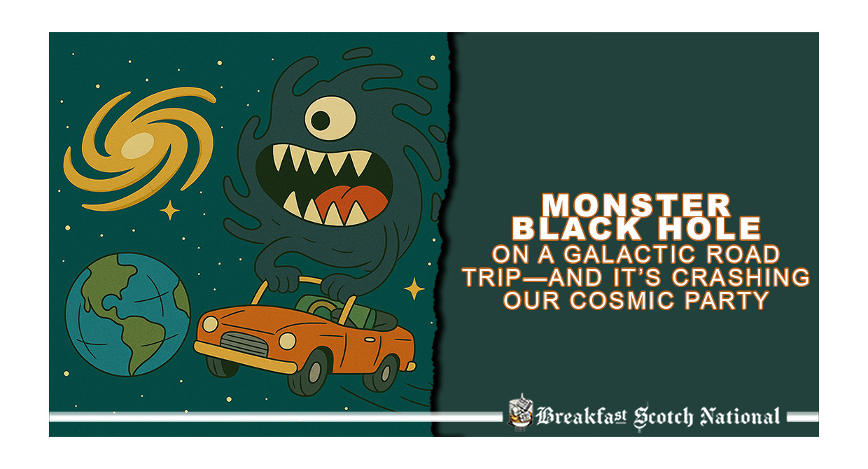 Monster Black Hole on a Galactic Road Trip—And It’s Crashing Our Cosmic Party