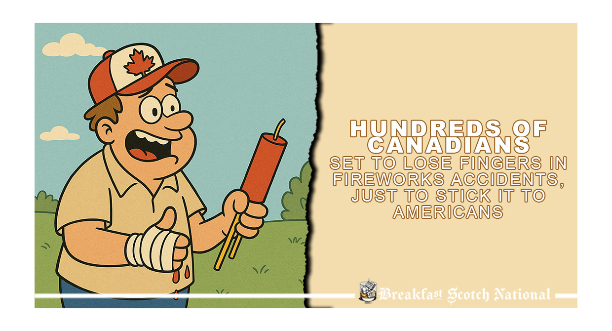 Hundreds of Canadians set to lose fingers in fireworks accidents, just to stick it to Americans
