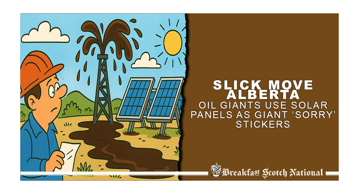 Slick Move: Alberta Oil Giants Use Solar Panels as Giant ‘Sorry’ Stickers
