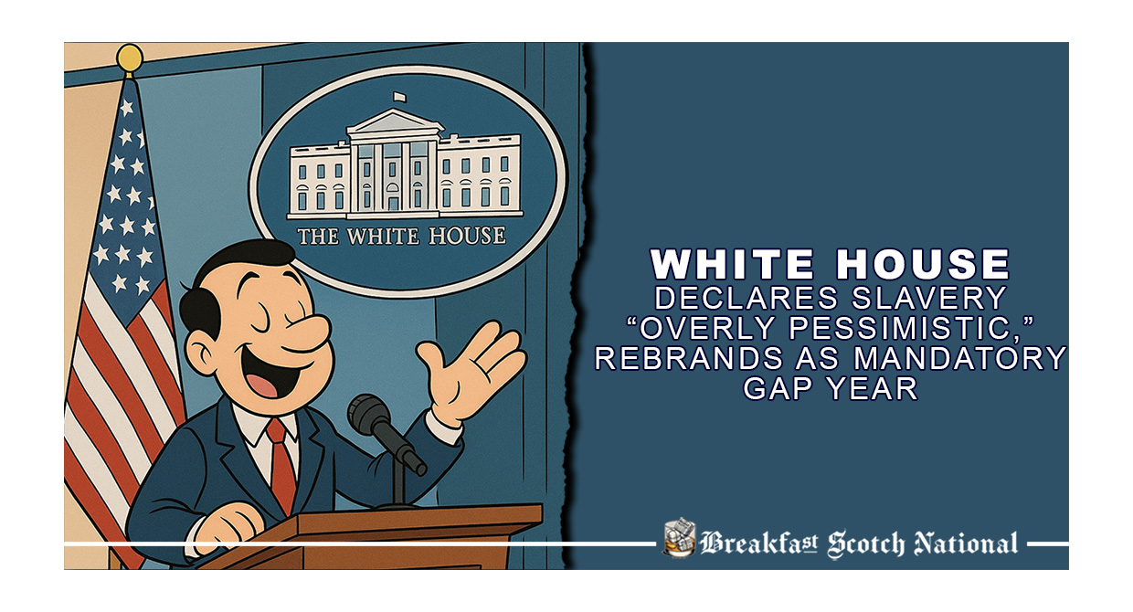White House Declares Slavery “Overly Pessimistic,” Rebrands as Mandatory Gap Year