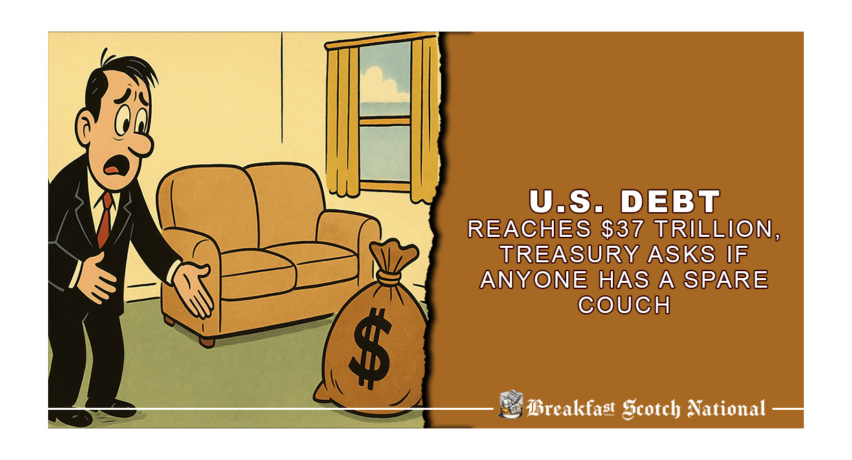 U.S. Debt Reaches $37 Trillion, Treasury Asks if Anyone Has a Spare Couch