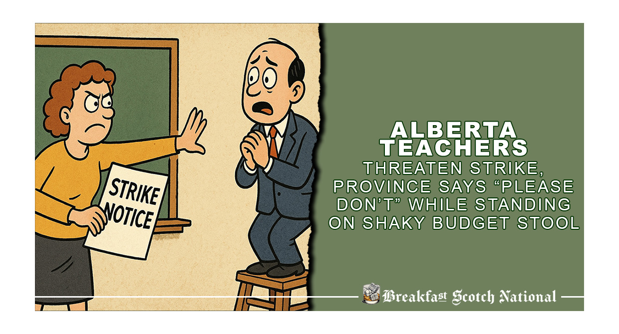 Alberta Teachers Threaten Strike, Province Says “Please Don’t” While Standing on Shaky Budget Stool
