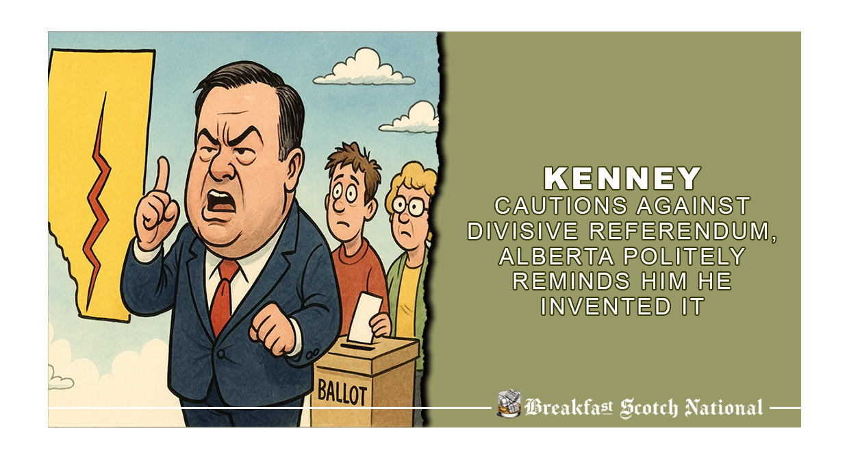 Kenney Cautions Against Divisive Referendum, Alberta Politely Reminds Him He Invented It