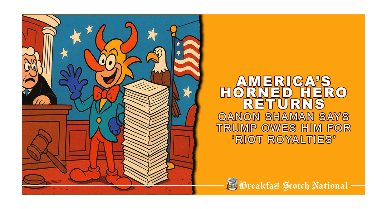 America’s Horned Hero Returns: QAnon Shaman Says Trump Owes Him for ‘Riot Royalties’