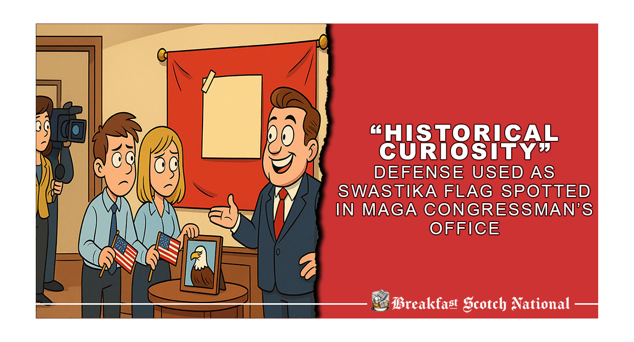 “Historical Curiosity” Defense Used as Swastika Flag Spotted in MAGA Congressman’s Office