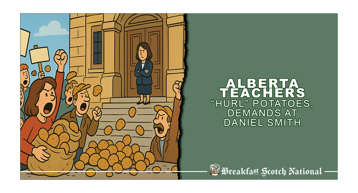 Alberta Teachers “Hurl” Potatoes, Demands at Daniel Smith