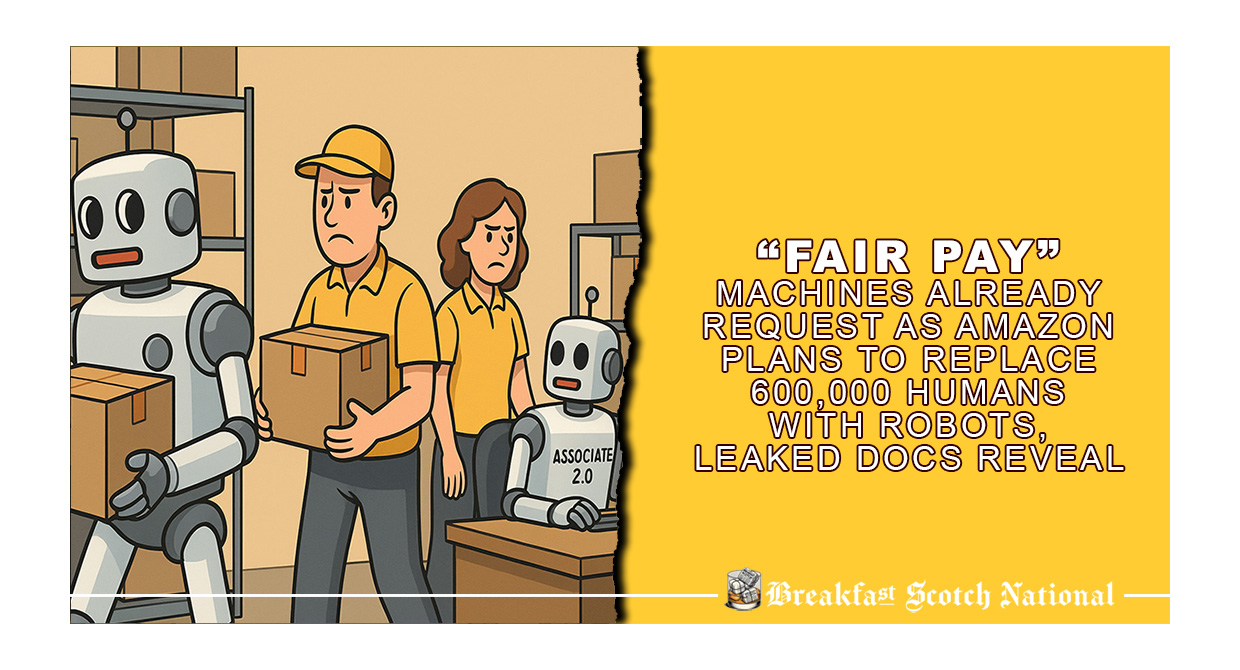 “Fair Pay” Machines already Request as Amazon Plans to Replace 600,000 Humans With Robots, Leaked Docs Reveal