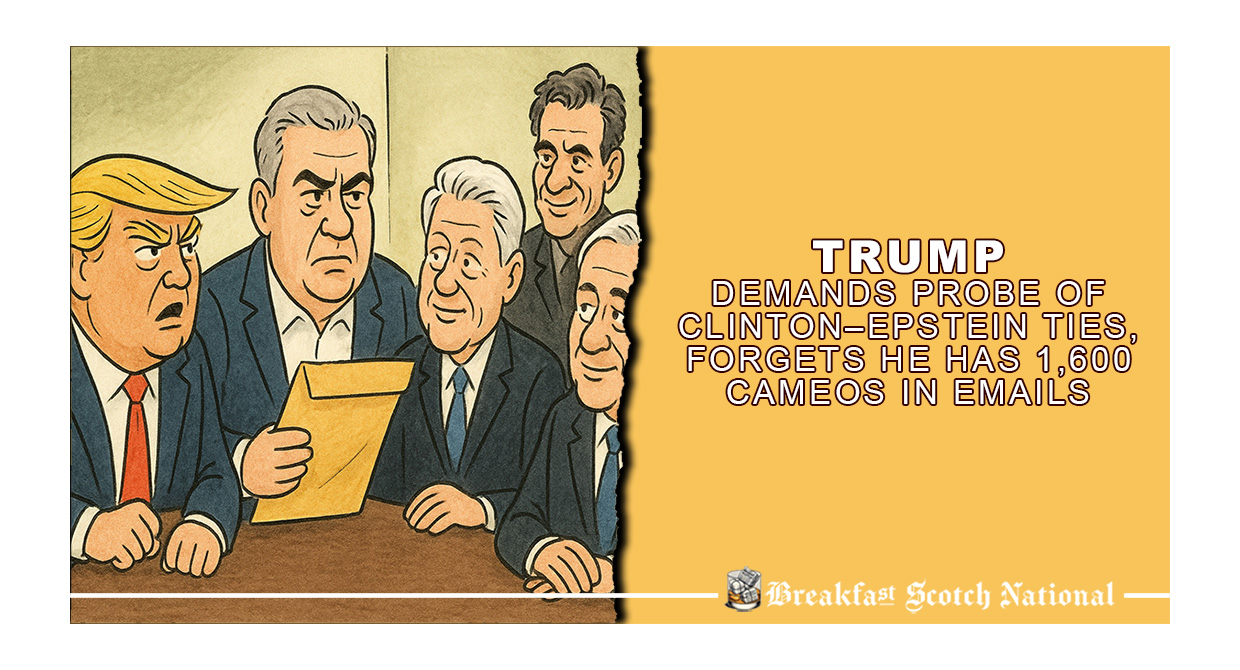 Trump Demands Probe of Clinton–Epstein Ties, Forgets He Has 1,600 Cameos in Emails