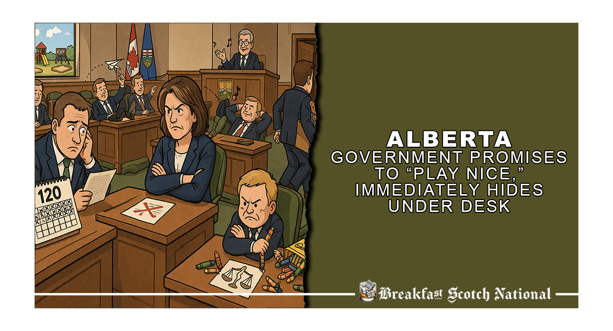 Alberta Government Promises to “Play Nice,” Immediately Hides Under Desk