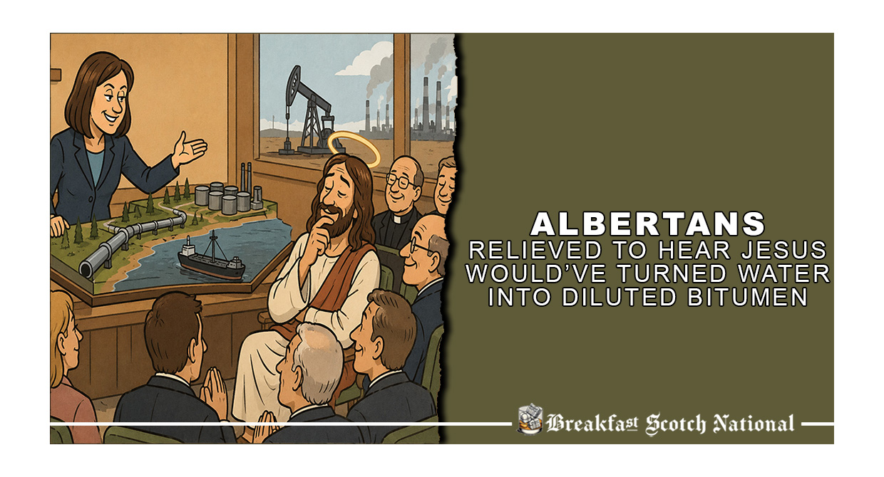 Albertans Relieved To Hear Jesus Would’ve Turned Water Into Diluted Bitumen