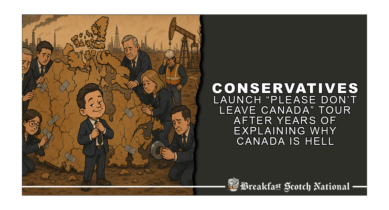 Conservatives Launch “Please Don’t Leave Canada” Tour After Years Of Explaining Why Canada Is Hell