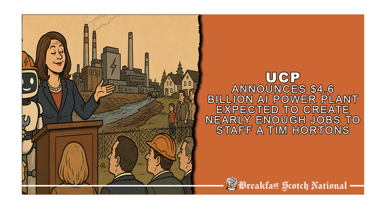 UCP Announces $4.6 Billion AI Power Plant Expected To Create Nearly Enough Jobs To Staff A Tim Hortons