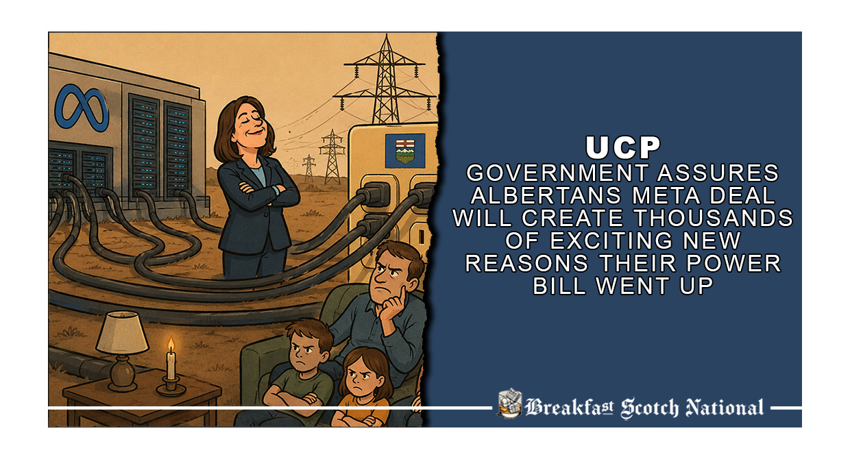Smith Government Assures Albertans Meta Deal Will Create Thousands Of Exciting New Reasons Their Power Bill Went Up