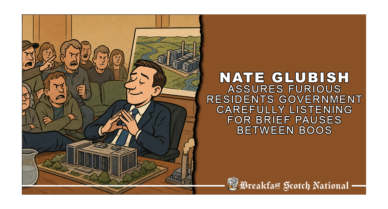 Nate Glubish Assures Furious Residents Government Carefully Listening For Brief Pauses Between Boos