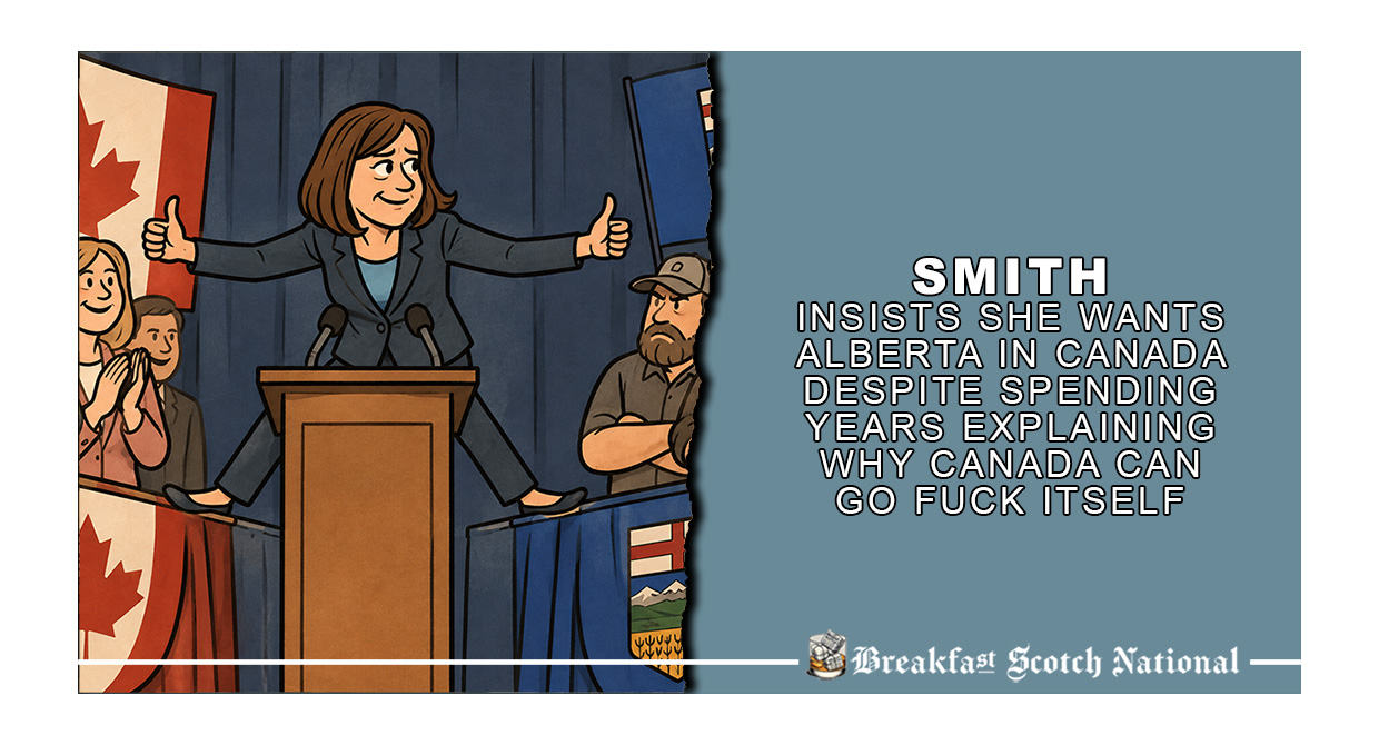 Smith Insists She Wants Alberta In Canada Despite Spending Years Explaining Why Canada Can Go Fuck Itself